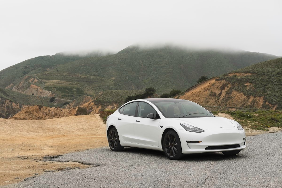 White electric sedan