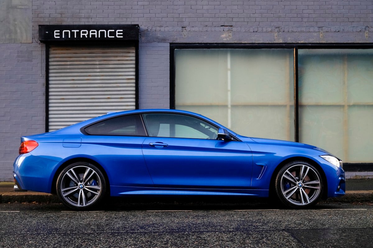 Blue executive coupe